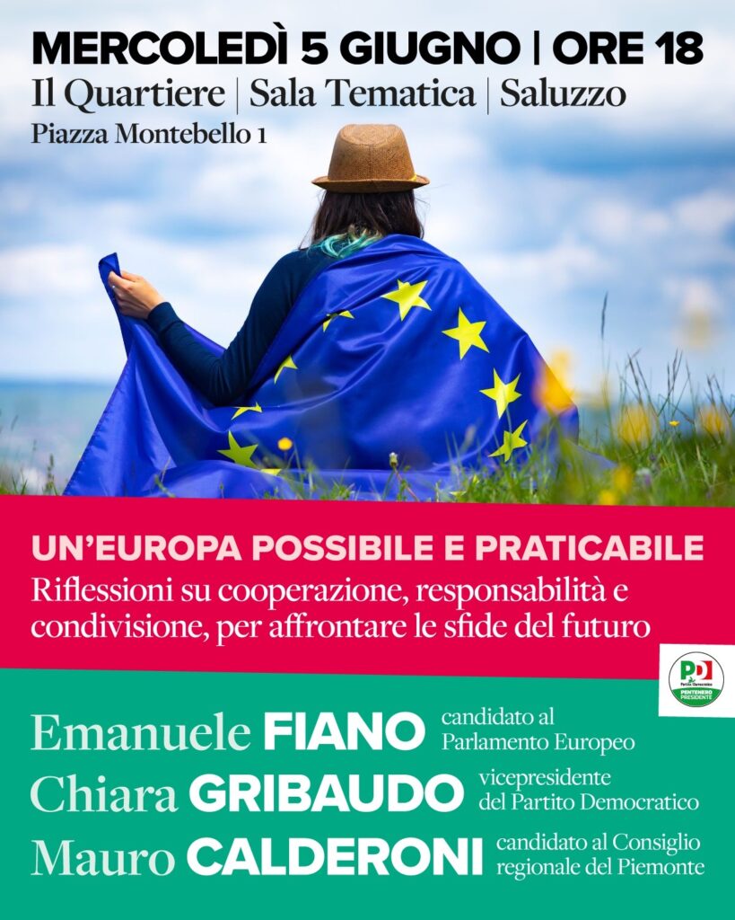 Saluzzo,incontro con Chiara Gribaudo e Mauro Calderoni sulle elezioni europee